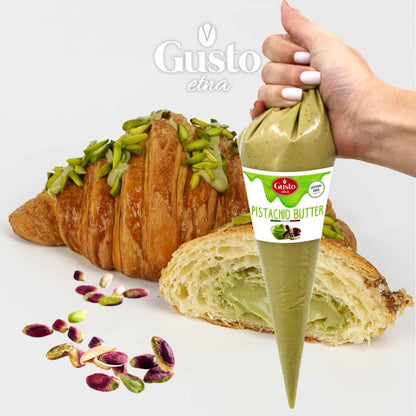 Gusto Etna Pistachio Nut Butter Cream Squeeze Pouch 400g (14.1 oz) – 20% Pistachio, Made in Italy, Pistachio Spread for Gelato, Pastry &amp; Desserts