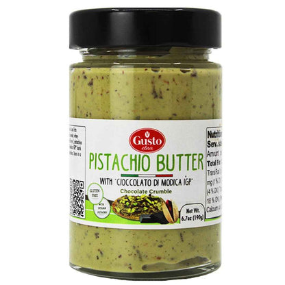 Gusto Etna Pistachio Butter with Chocolate Crumbles 190g (6.7 oz) – 28% Pistachio with Chocolate Crumble, Italian Spread for Pastry &amp; Desserts