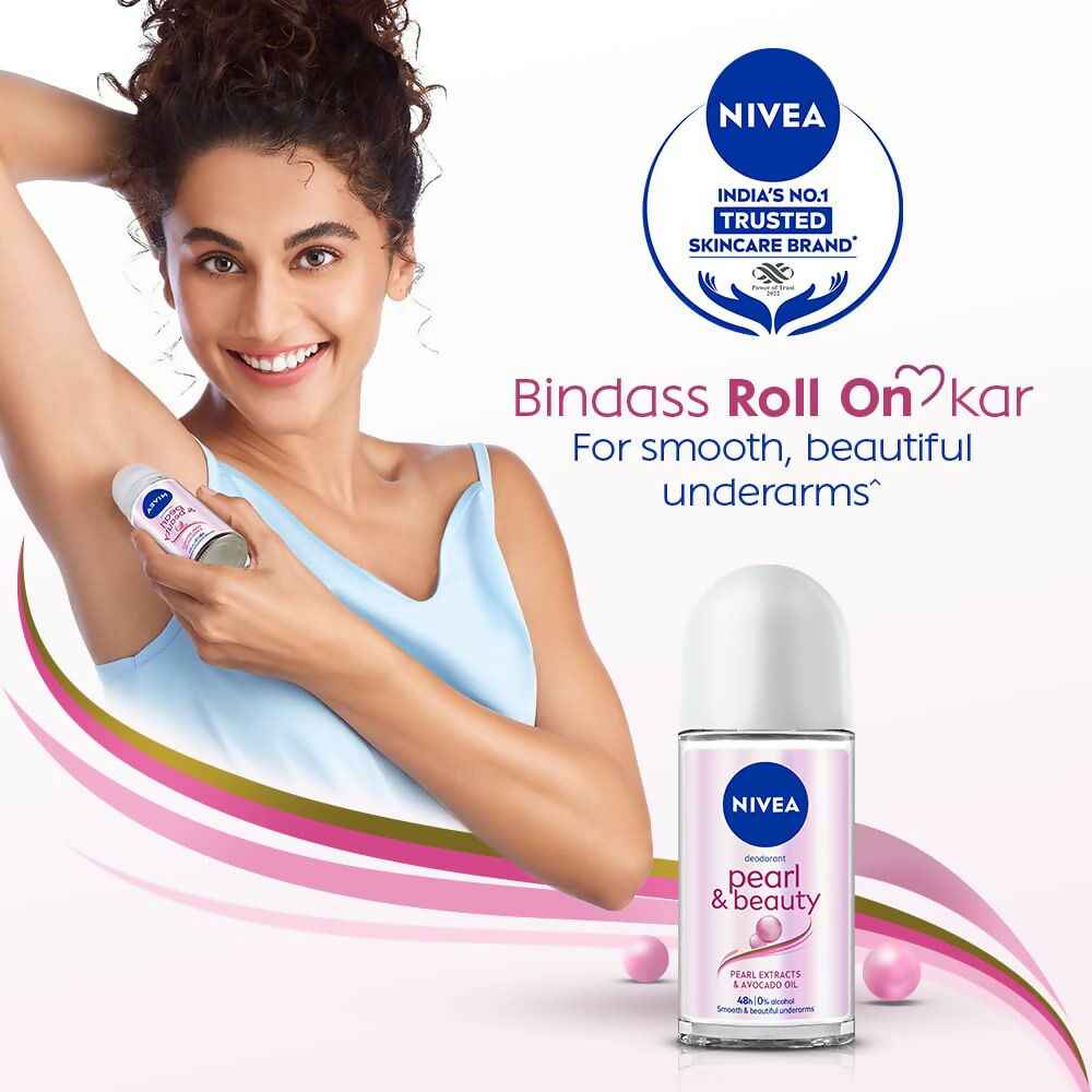 Nivea Pearl and Beauty Deo Roll On With Pearl Extracts &amp; Avocado Oil 48 H Smooth &amp; Beautiful Underarms 0% Alcohol