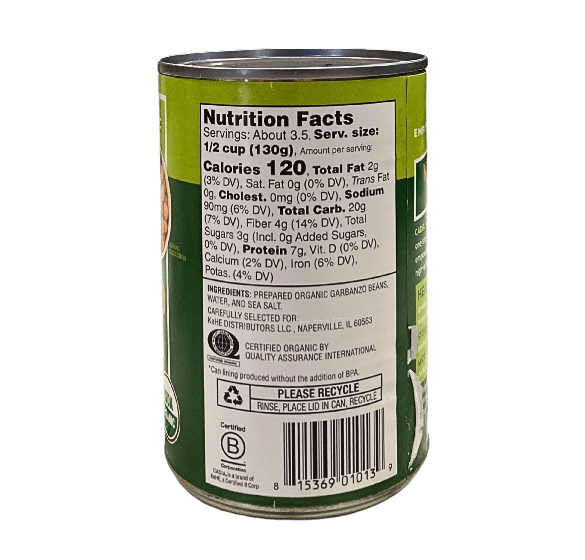Garbanzo Beans, Organic, Cadia by Country Life Natural Foods