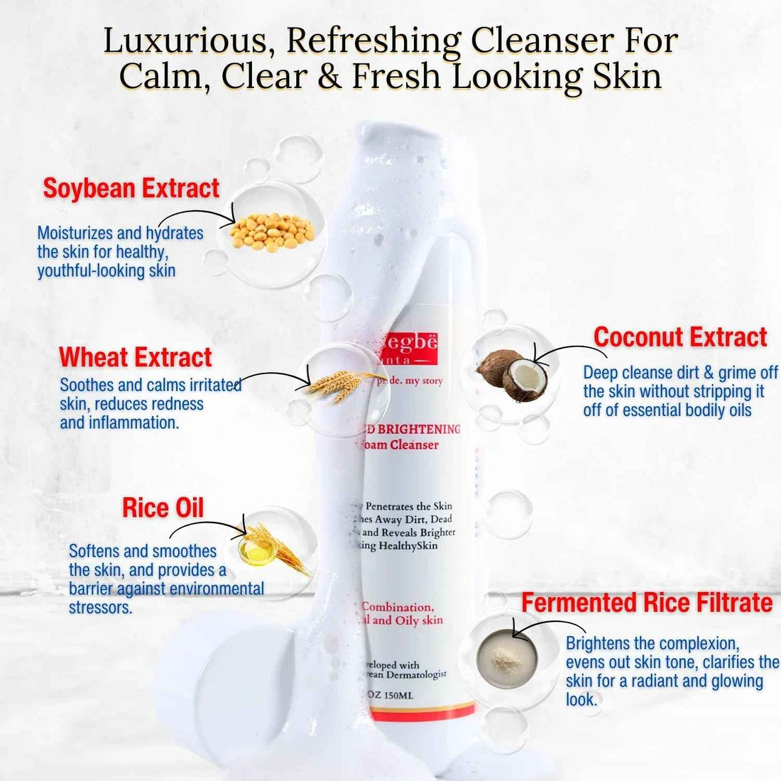 Advanced Brightening Gel Foam Cleanser | Rice Extract