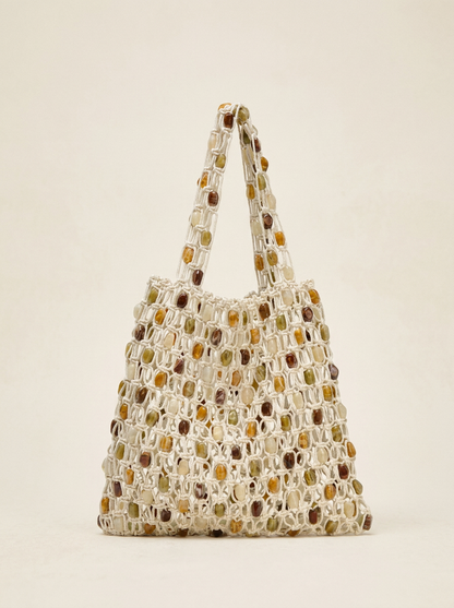 Artisanal Handwoven Gem Bead Crochet Tote Bag by LINTICO