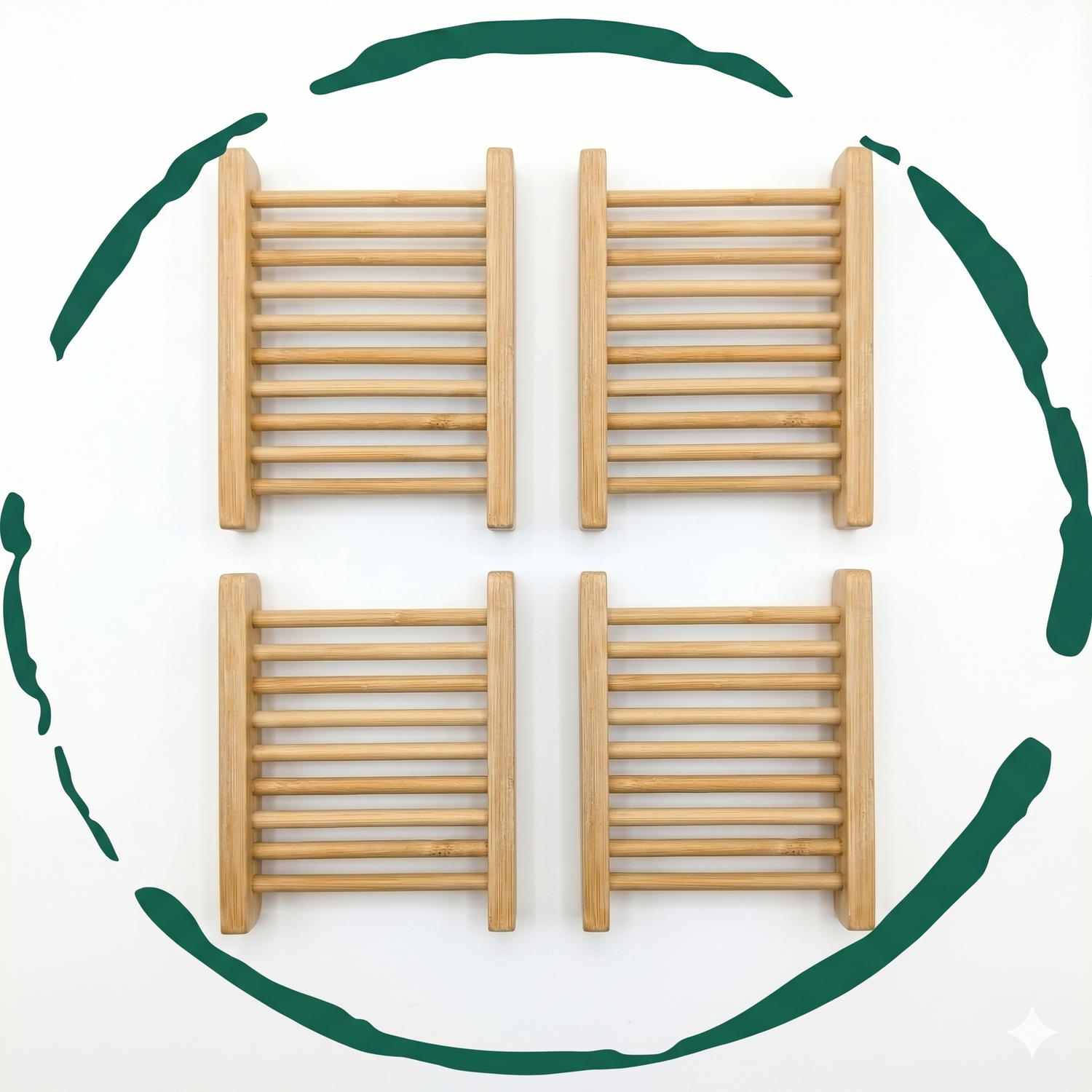 4-Pack Bamboo Soap Dish  DestGlow