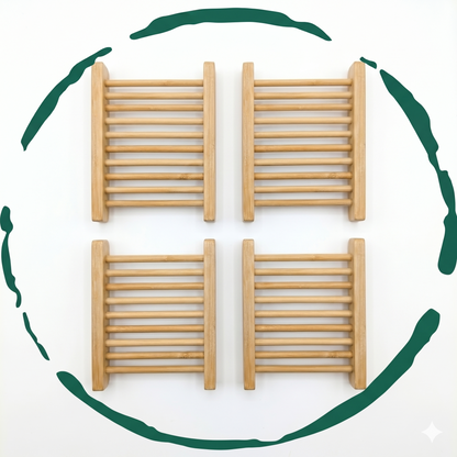 4-Pack Bamboo Soap Dish  DestGlow
