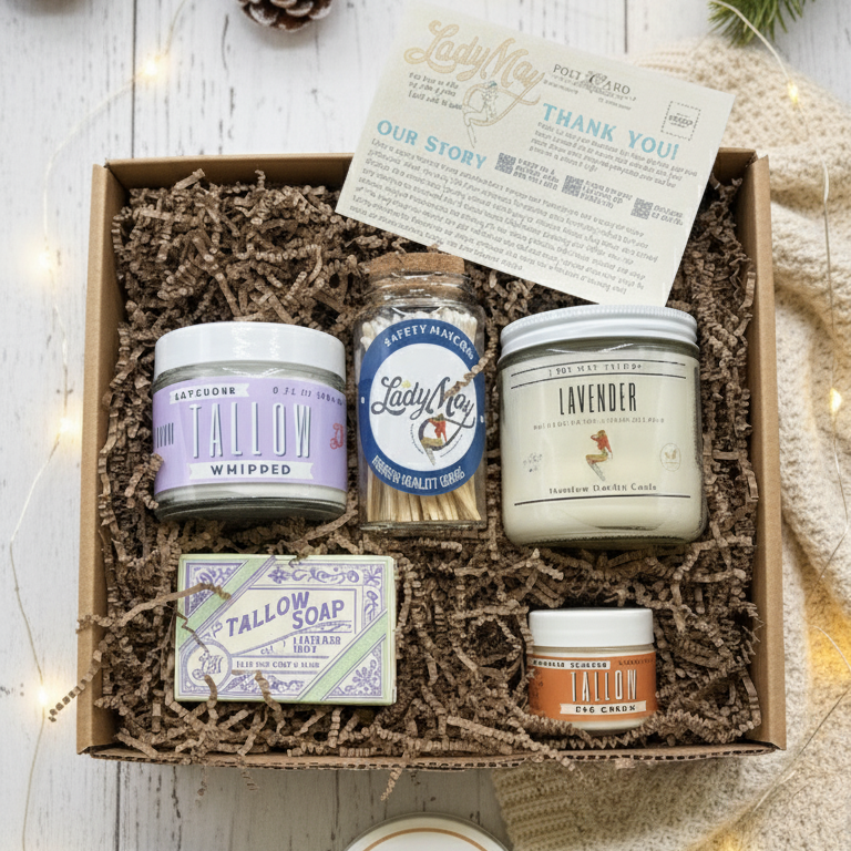 Lavender Tallow Gift Set - Premium Relaxation Bundle | Skincare, Candle &amp; Soap