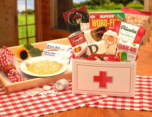 First Aid For The Ailing Get Well Gift Box - Nurse Themed Get Well Soon Basket