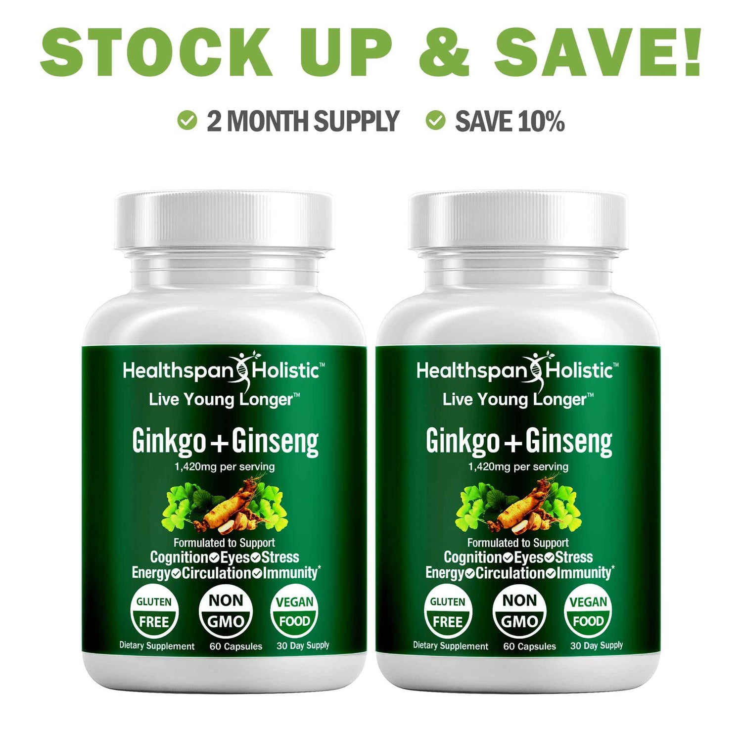 Ginkgo Biloba + Ginseng 60 Capsules