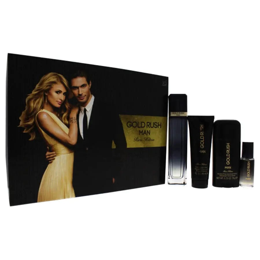 Gold Rush Man By Paris Hilton For Men 4Pcs Set EDT Spray by perfumesandrea