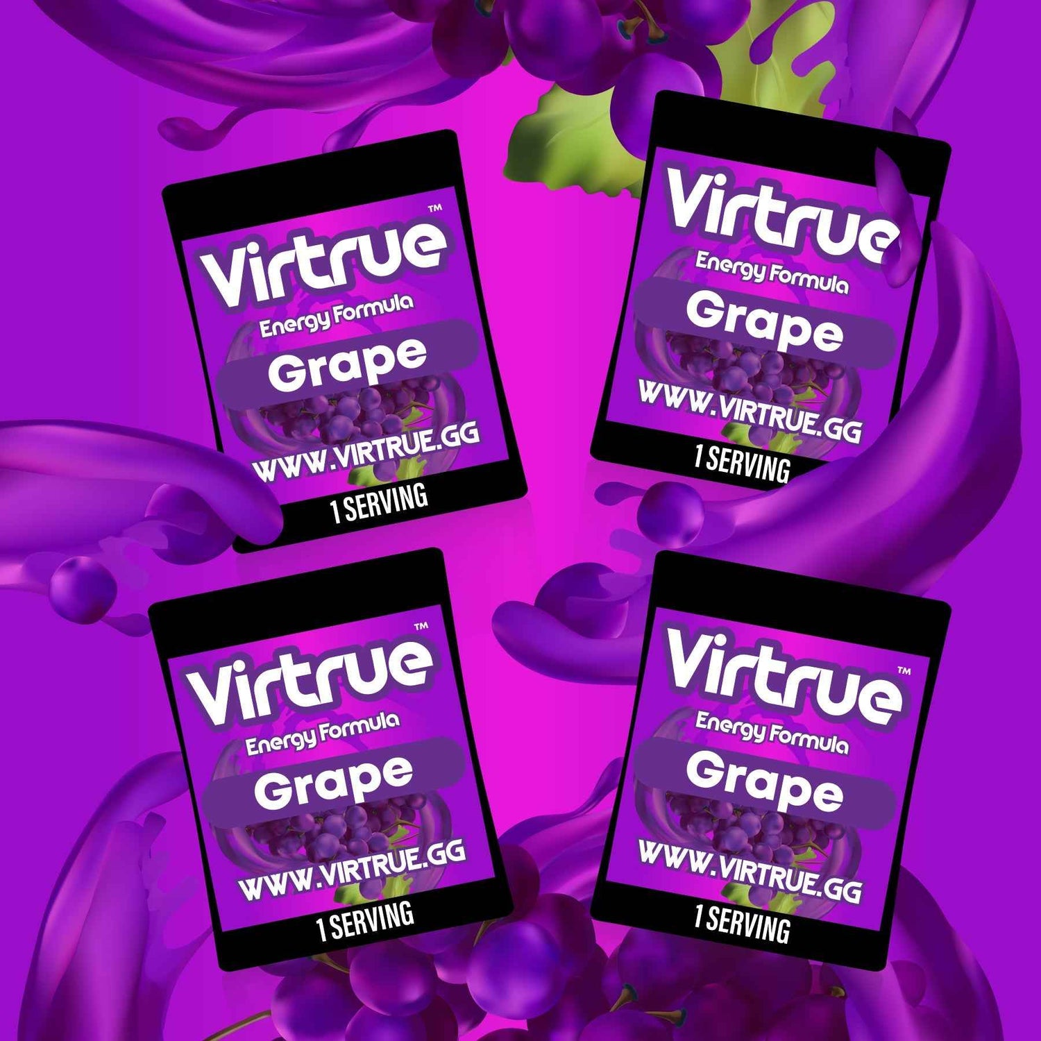 Pre-Workout Travel Packs Set of 4 - Energy Powder + Focus Boost &amp; Hydration | Sugar Free