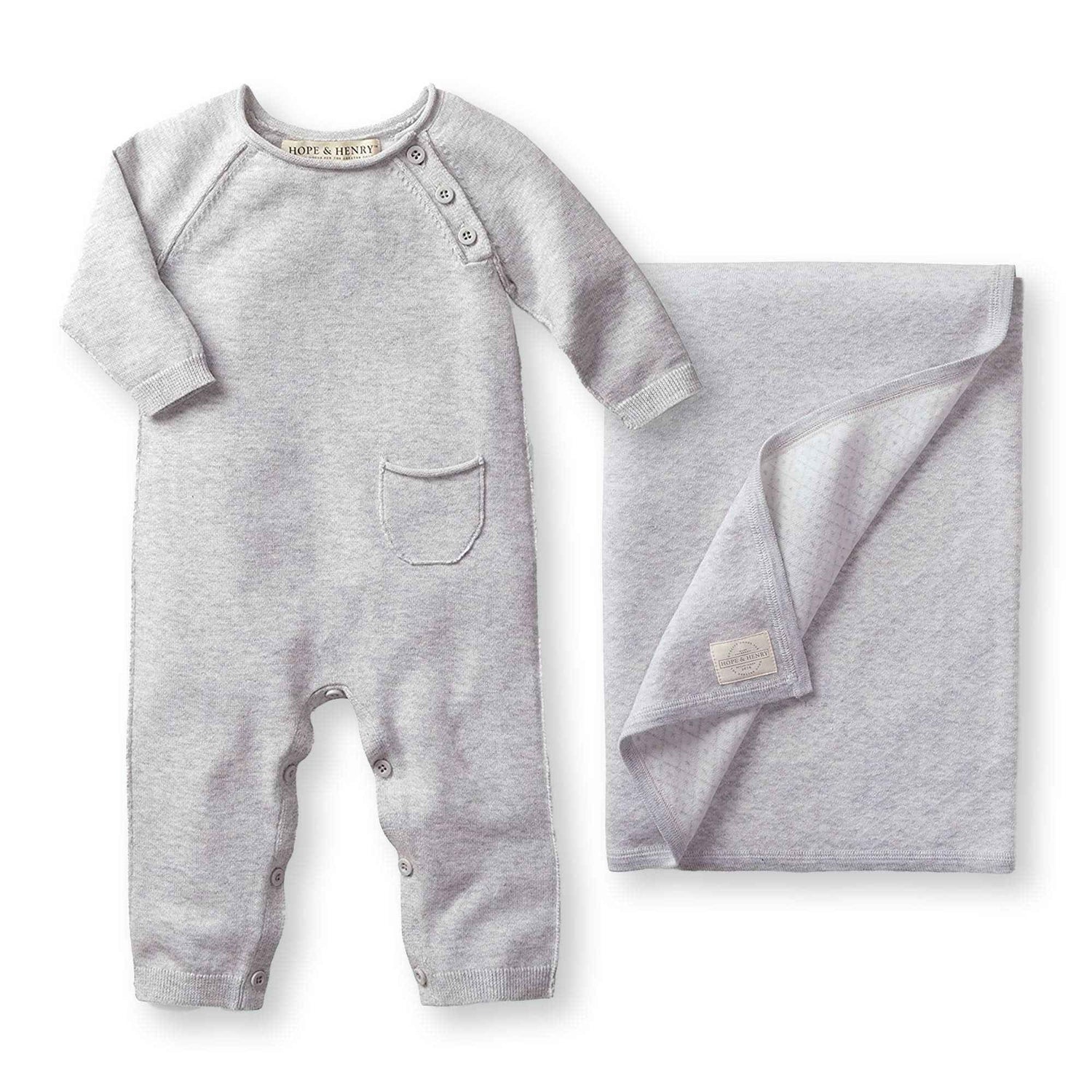Raglan Sweater Romper &amp; Jacquard Blanket Gift Set