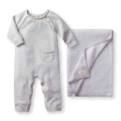 Raglan Sweater Romper & Jacquard Blanket Gift Set