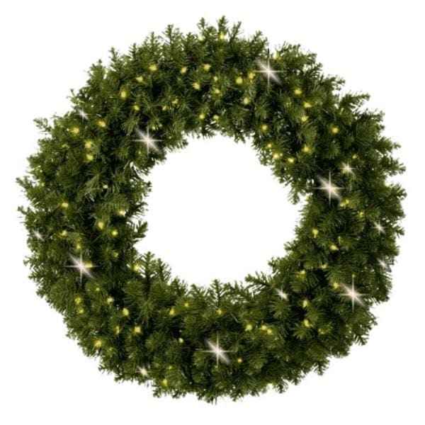 Undecorated Christmas Wreath with Warm White Lights
