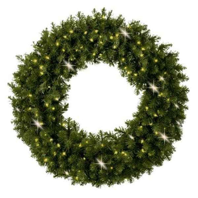 Undecorated Christmas Wreath with Warm White Lights