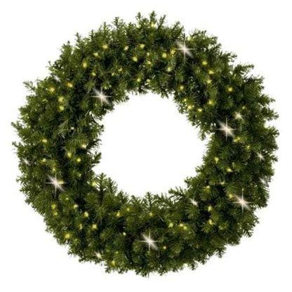 Undecorated Christmas Wreath with Warm White Lights