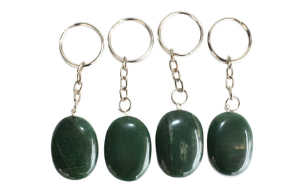 Green Jade Key Chain, Gemstone Keychain Crystal Key Ring (wisdom and balance)  DestGlow
