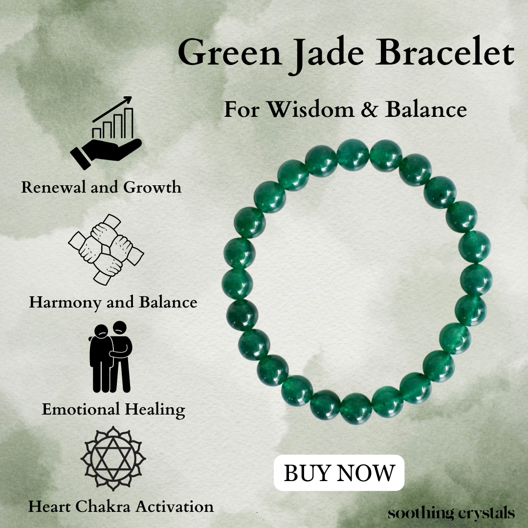 Green Jade Bracelet (Wisdom, Balance)  DestGlow