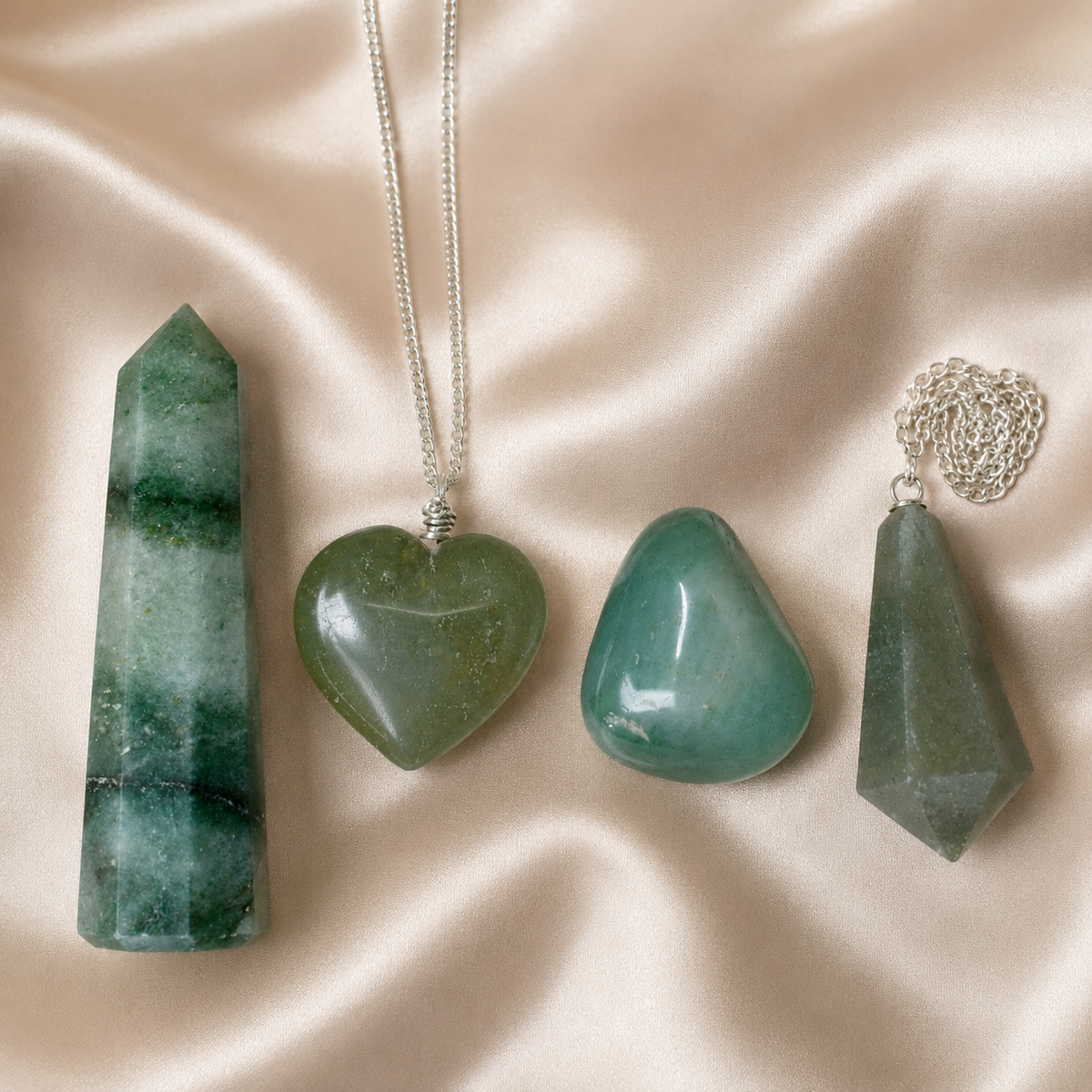 Green Aventurine Crystal Gift Set For Emotional Support and Protection, Real Polished Gemstones.  DestGlow