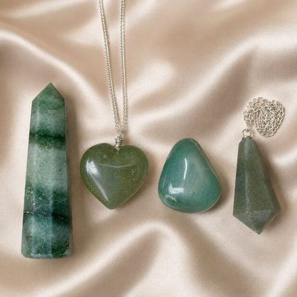 Green Aventurine Crystal Gift Set For Emotional Support and Protection, Real Polished Gemstones.  DestGlow