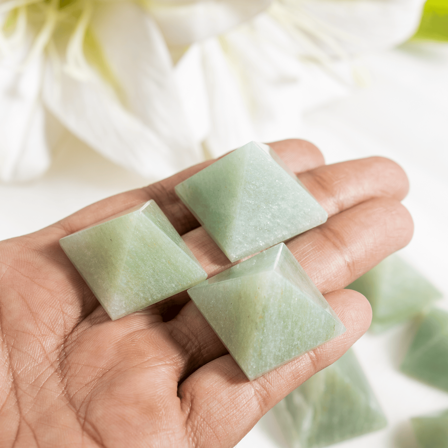 Green Aventurine Pyramids (Guiding and Inner Harmony)  DestGlow