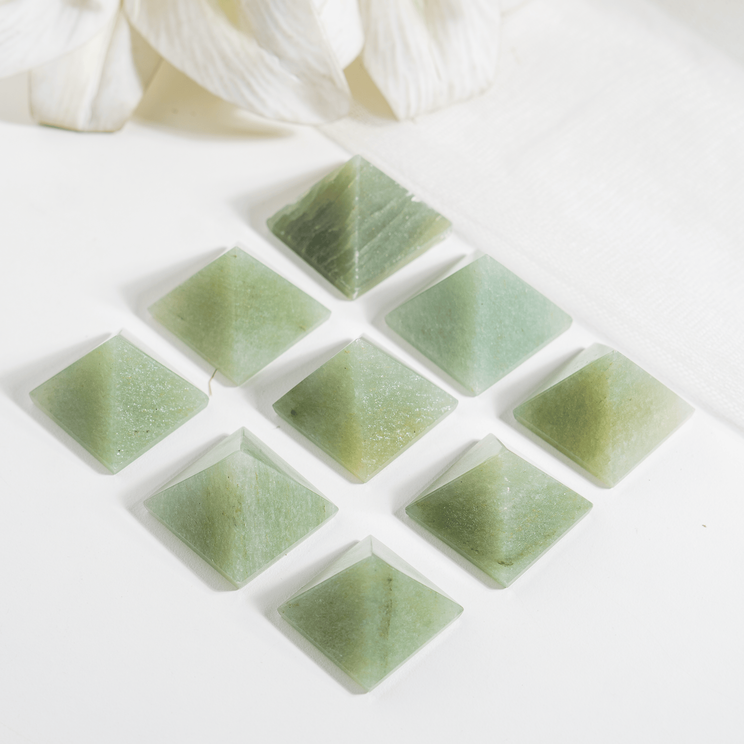 Green Aventurine Pyramids (Guiding and Inner Harmony)  DestGlow
