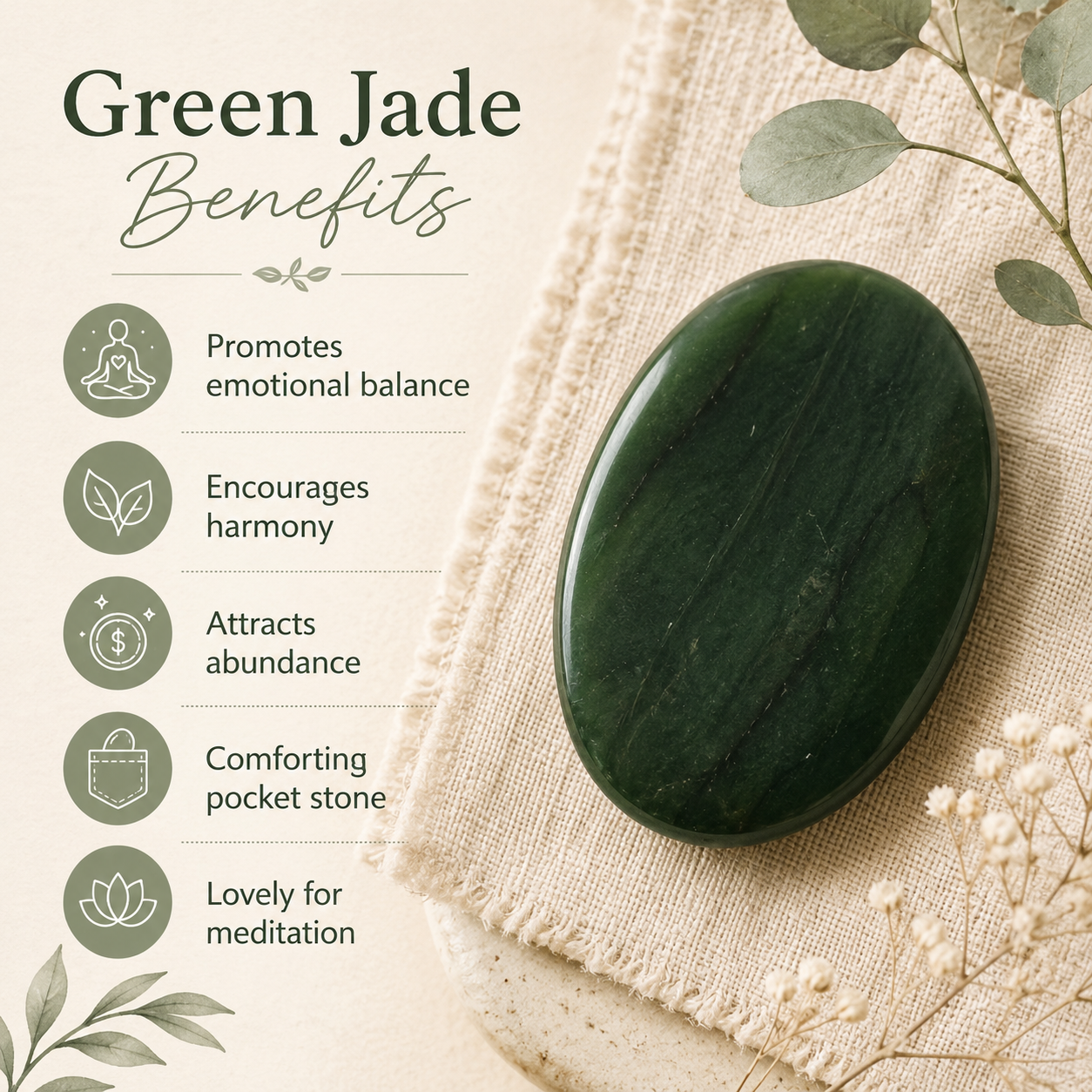 Green Jade Pocket Stones (wisdom and balance)  DestGlow