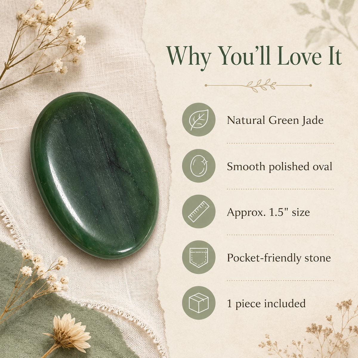 Green Jade Pocket Stones (wisdom and balance)  DestGlow