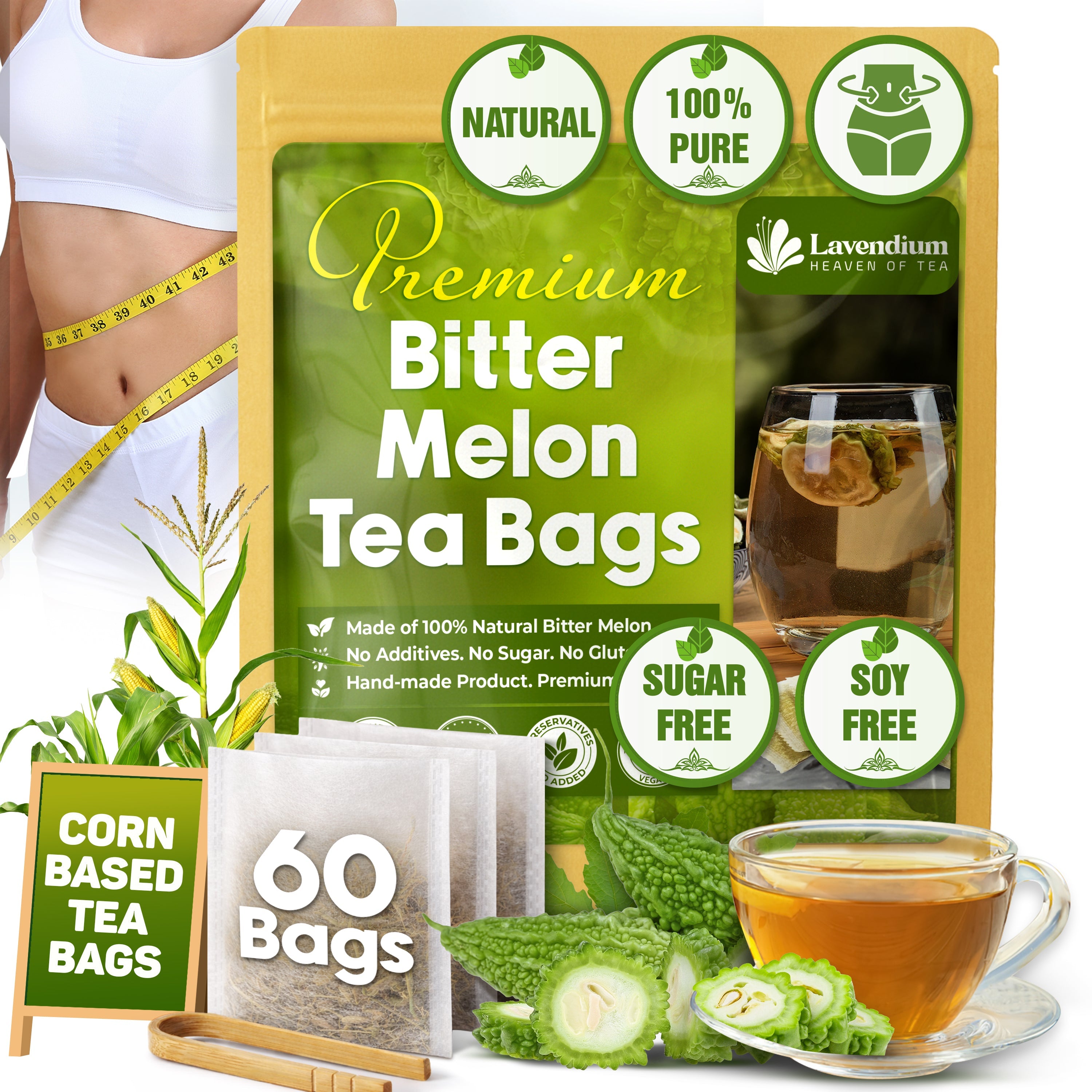 Bitter Melon Tea Bags, 100% Natural, Pure Bitter Melon. Bitter Melon Herbal Tea. Bitter Melon Fruit Tea. No Sugar, No Caffeine, No Gluten, Vegan by FreshDrinkUS - Natural and Premium Herbal Tea