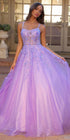Nox Anabel H1271 Long Scoop Neckline Glitter Tulle A-Line Ballgown by DiscountDressShop