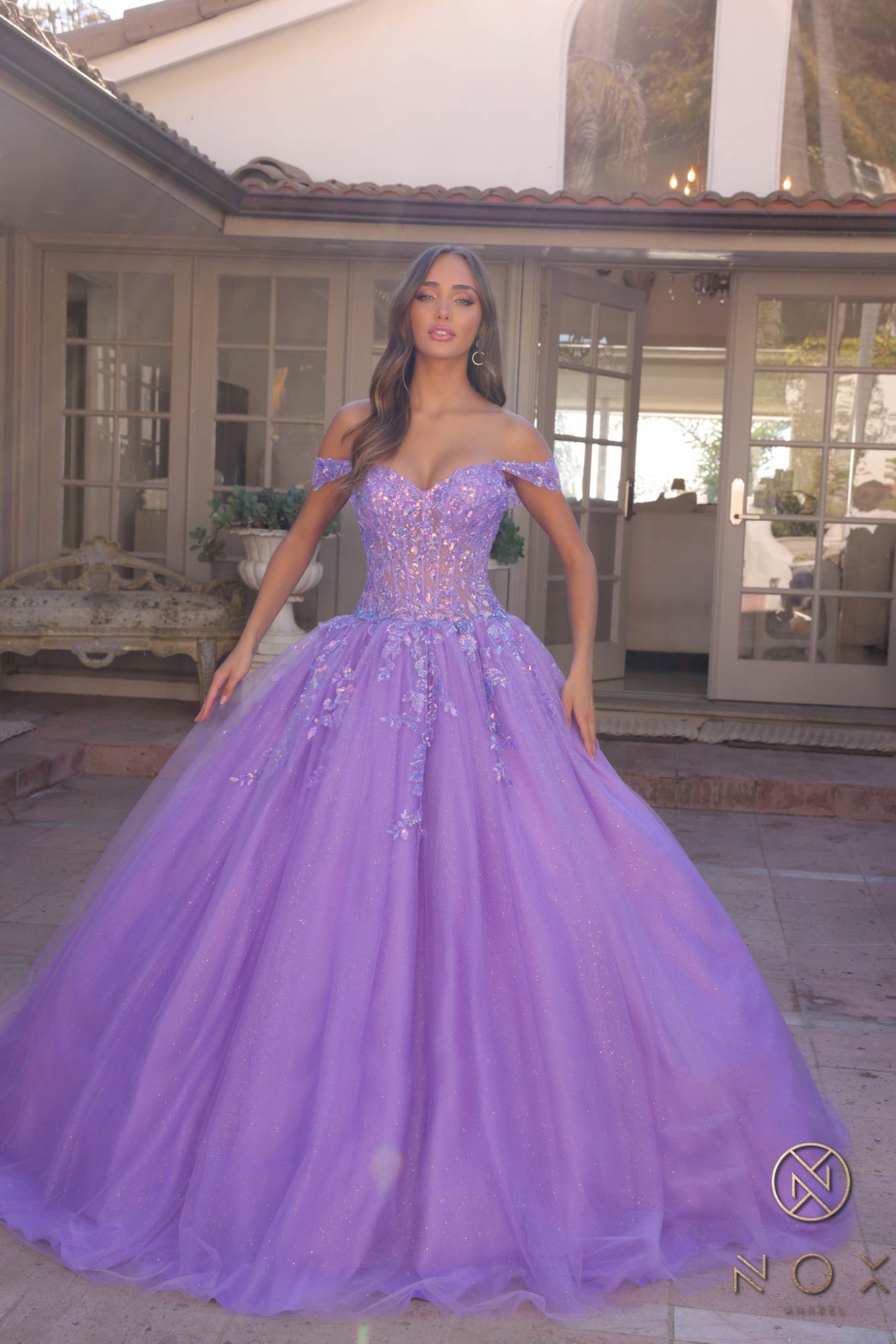 Nox Anabel H1349 Poofy Long Quinceanera Off the Shoulder Ballgown by DiscountDressShop