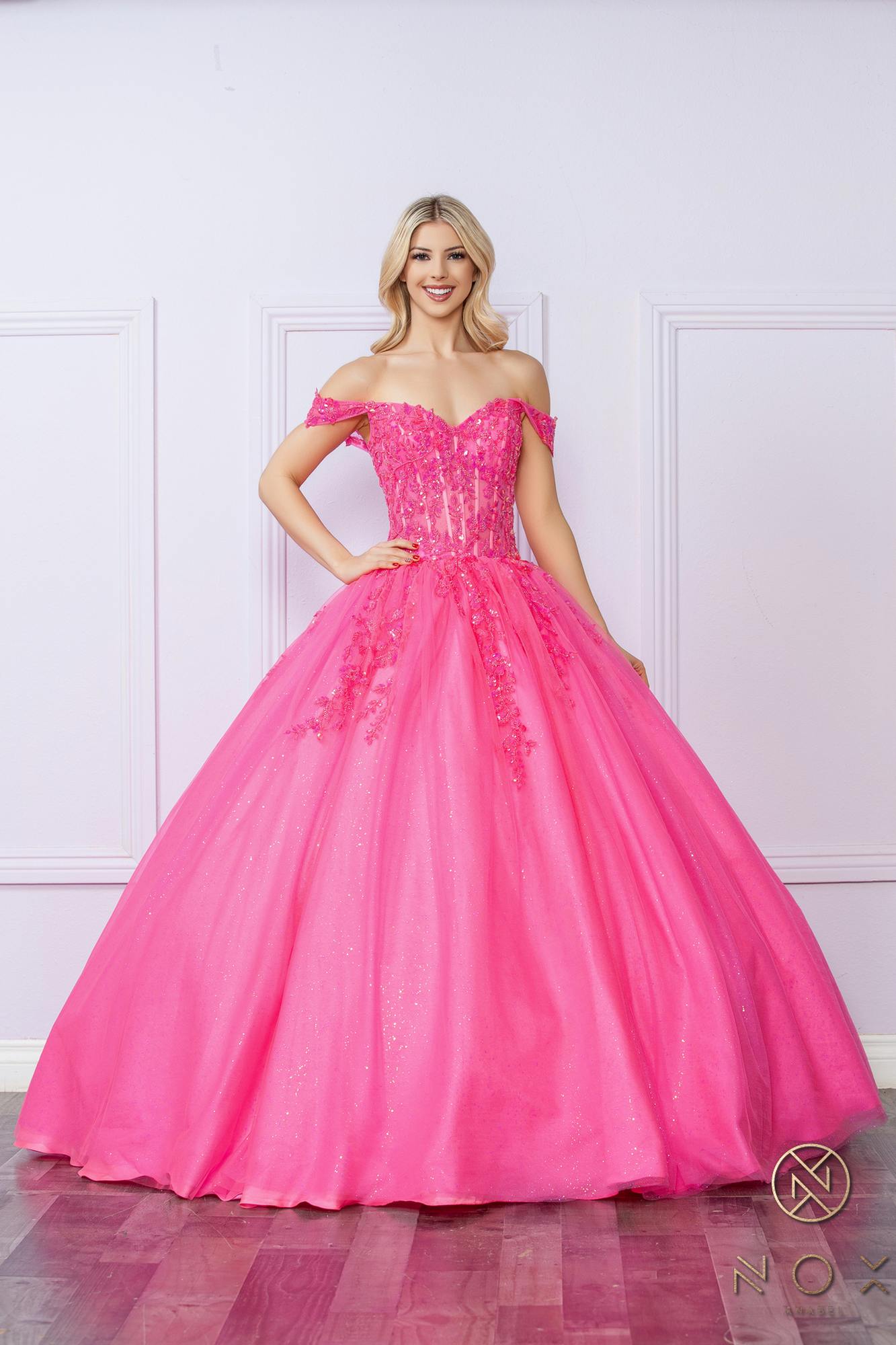 Nox Anabel H1349 Poofy Long Quinceanera Off the Shoulder Ballgown by DiscountDressShop