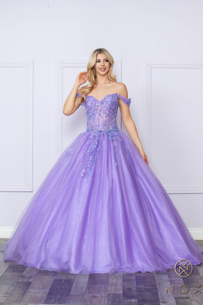 Nox Anabel H1349 Poofy Long Quinceanera Off the Shoulder Ballgown by DiscountDressShop