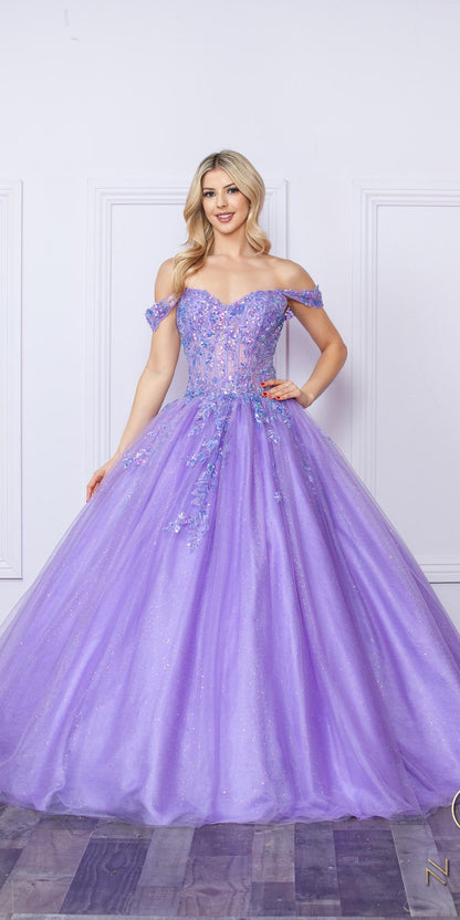 Nox Anabel H1349 Poofy Long Quinceanera Off the Shoulder Ballgown by DiscountDressShop