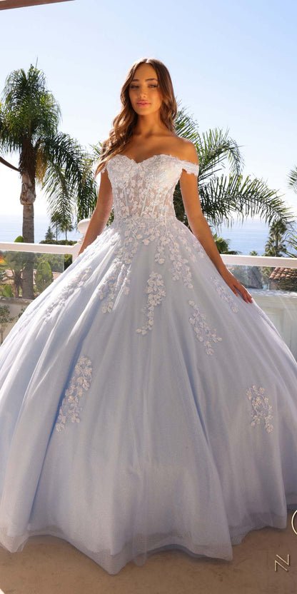 Nox Anabel H1352 Poofy A-Line Ballgown Off the Shoulder Quinceanera Dress by DiscountDressShop