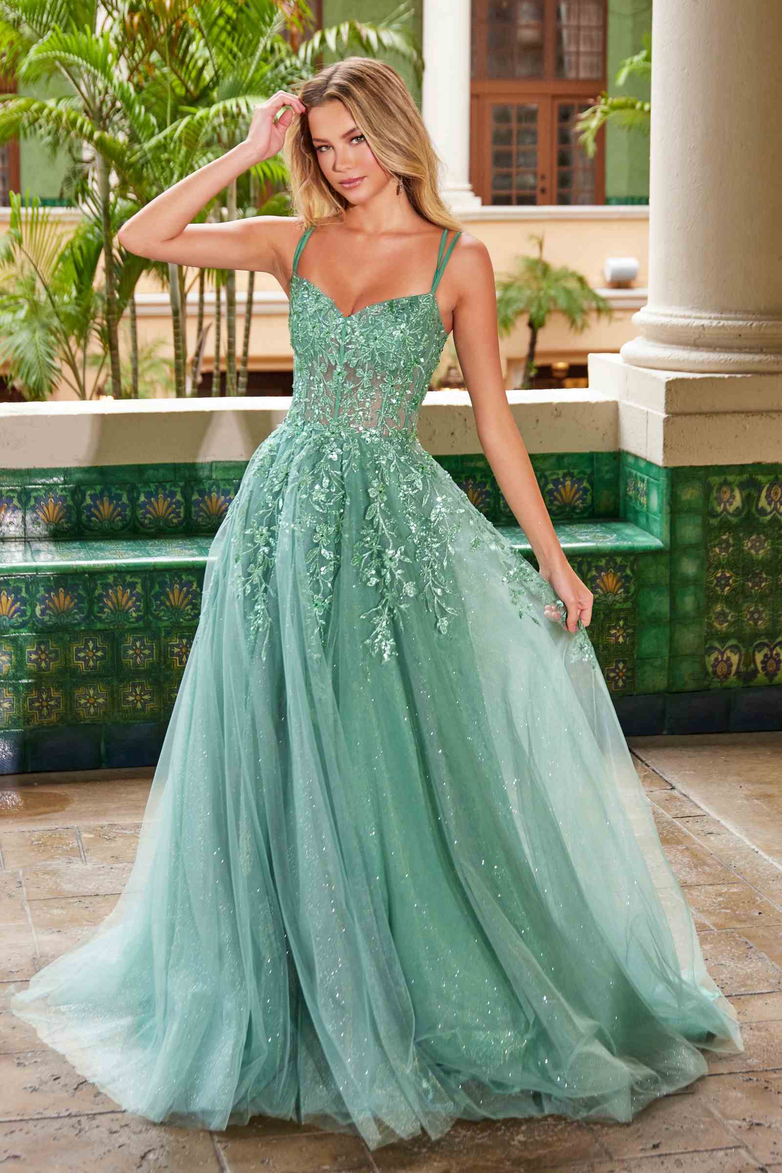 Nox Anabel H1682 A-Line Sweetheart Neckline Dress with Floral Applique by DiscountDressShop