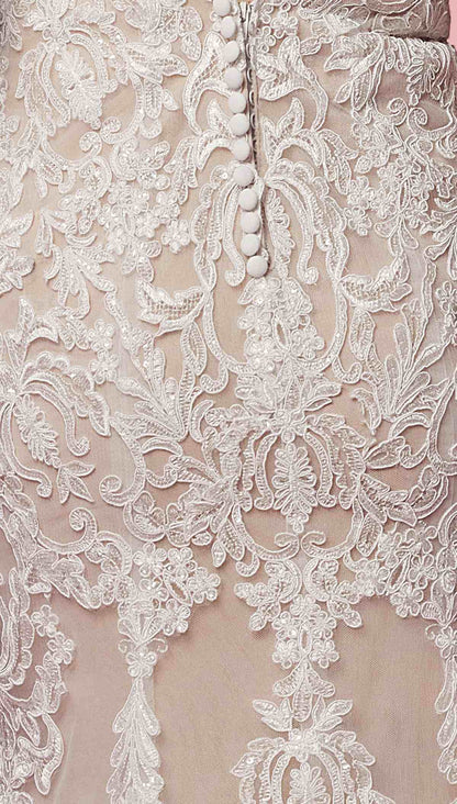 Nox Anabel H494 Spaghetti Strap V-Neckline Long Lace Wedding Gown by DiscountDressShop