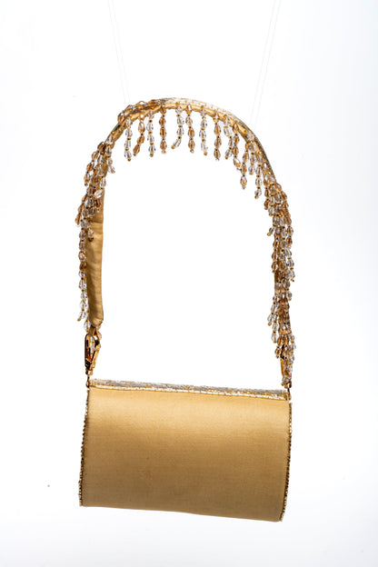 Gold and Silver Mini Flap Bag with Handle by Lara New York
