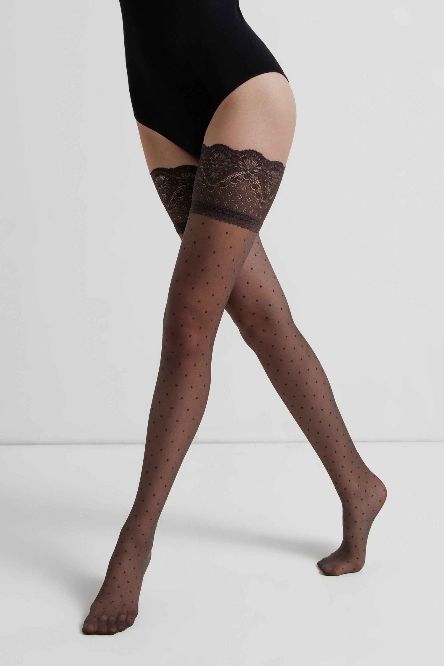 Fantasy Stockings Conte Happy - Polka Dot Silicone Lace Top