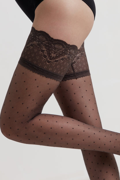 Fantasy Stockings Conte Happy - Polka Dot Silicone Lace Top by TheRanok.com