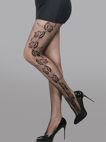 Elegant Rose Embroidered Tights - leggings