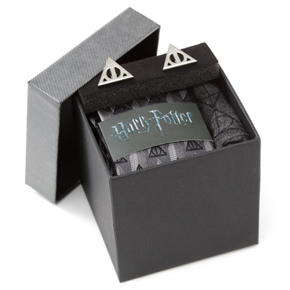 Harry Potter Deathly Hallows Gray Necktie Gift Set by Cufflinks.com