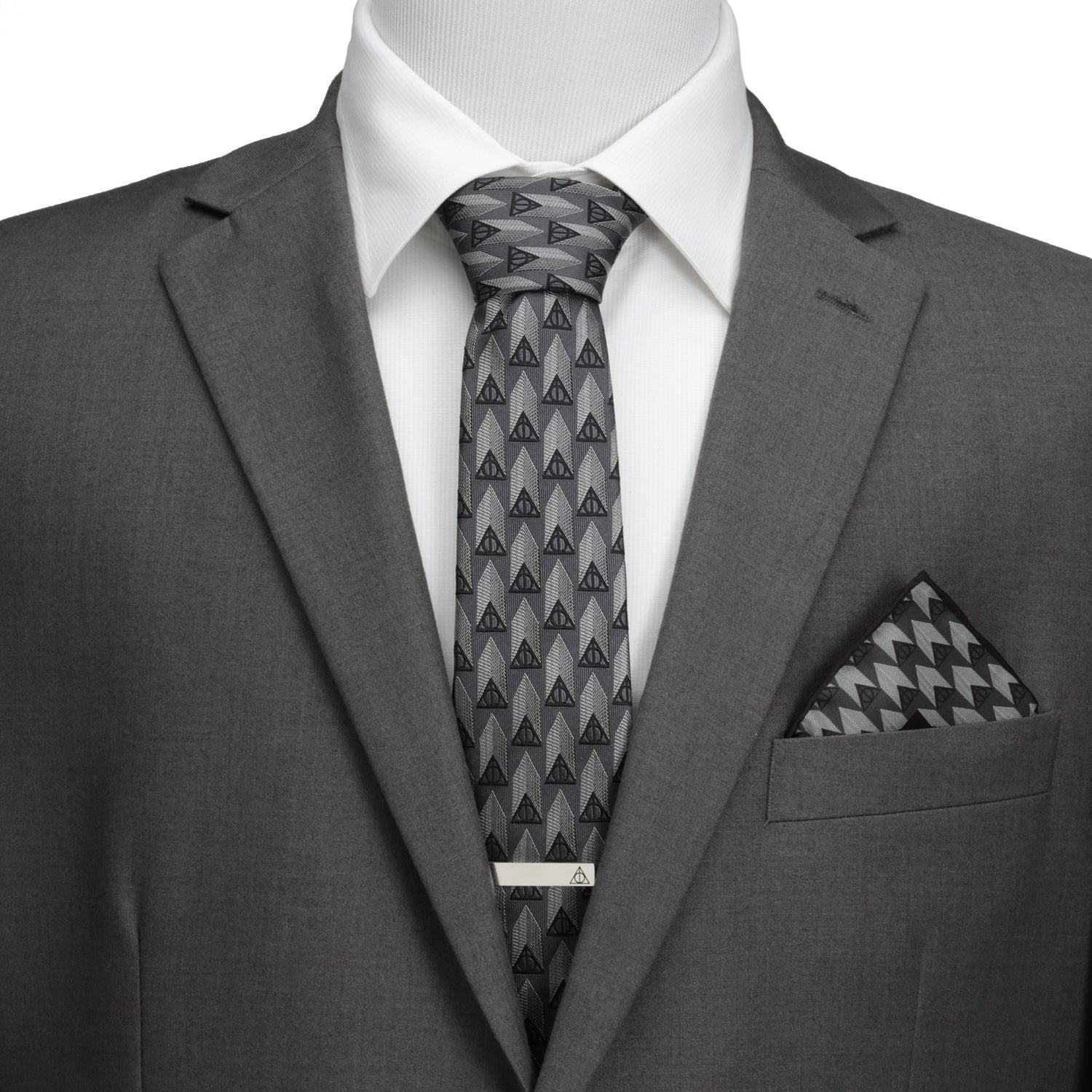 Harry Potter Deathly Hallows Gray Necktie Gift Set by Cufflinks.com