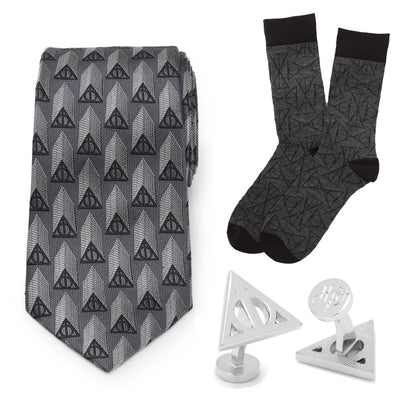 Harry Potter Deathly Hallows Gray Necktie Gift Set by Cufflinks.com