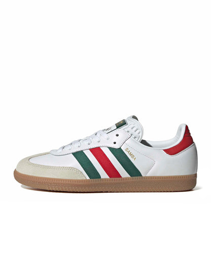 Adidas Mens Samba OG - White/Scarlet/Dark Green by Denim Exchange