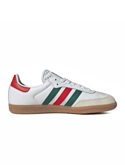 Adidas Mens Samba OG - White/Scarlet/Dark Green by Denim Exchange
