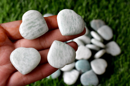 Amazonite Heart Crystal, Puffy Mini 1 Inch Pocket Crystal Heart  DestGlow