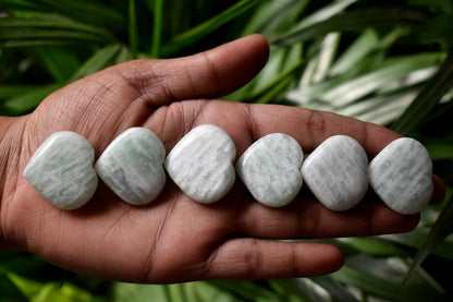 Amazonite Heart Crystal, Puffy Mini 1 Inch Pocket Crystal Heart  DestGlow
