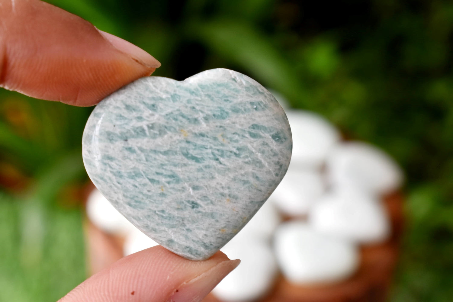 Amazonite Heart Crystal, Puffy Mini 1 Inch Pocket Crystal Heart  DestGlow