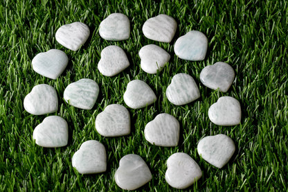 Amazonite Heart Crystal, Puffy Mini 1 Inch Pocket Crystal Heart  DestGlow