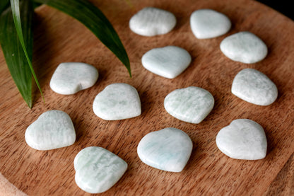 Amazonite Heart Crystal, Puffy Mini 1 Inch Pocket Crystal Heart  DestGlow