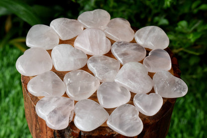 Rose Quartz Heart Crystal, Puffy Mini 1 Inch Pocket Crystal Heart  DestGlow